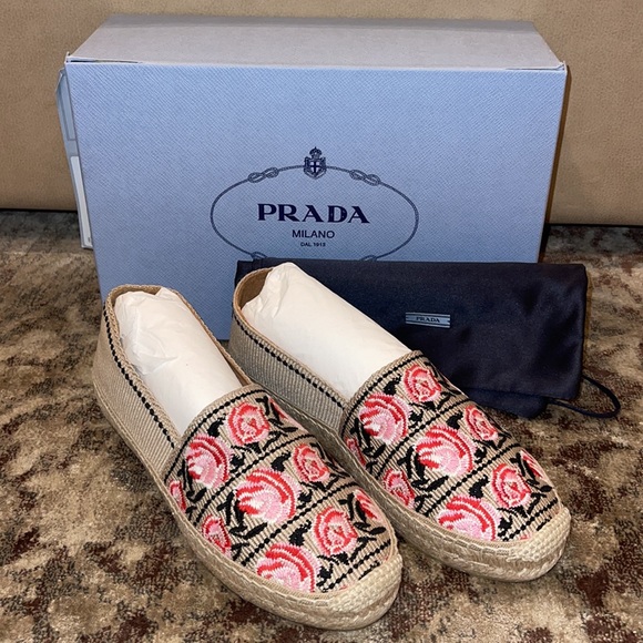 Authentic Prada Floral Embroidered Espadrilles - Picture 7 of 13